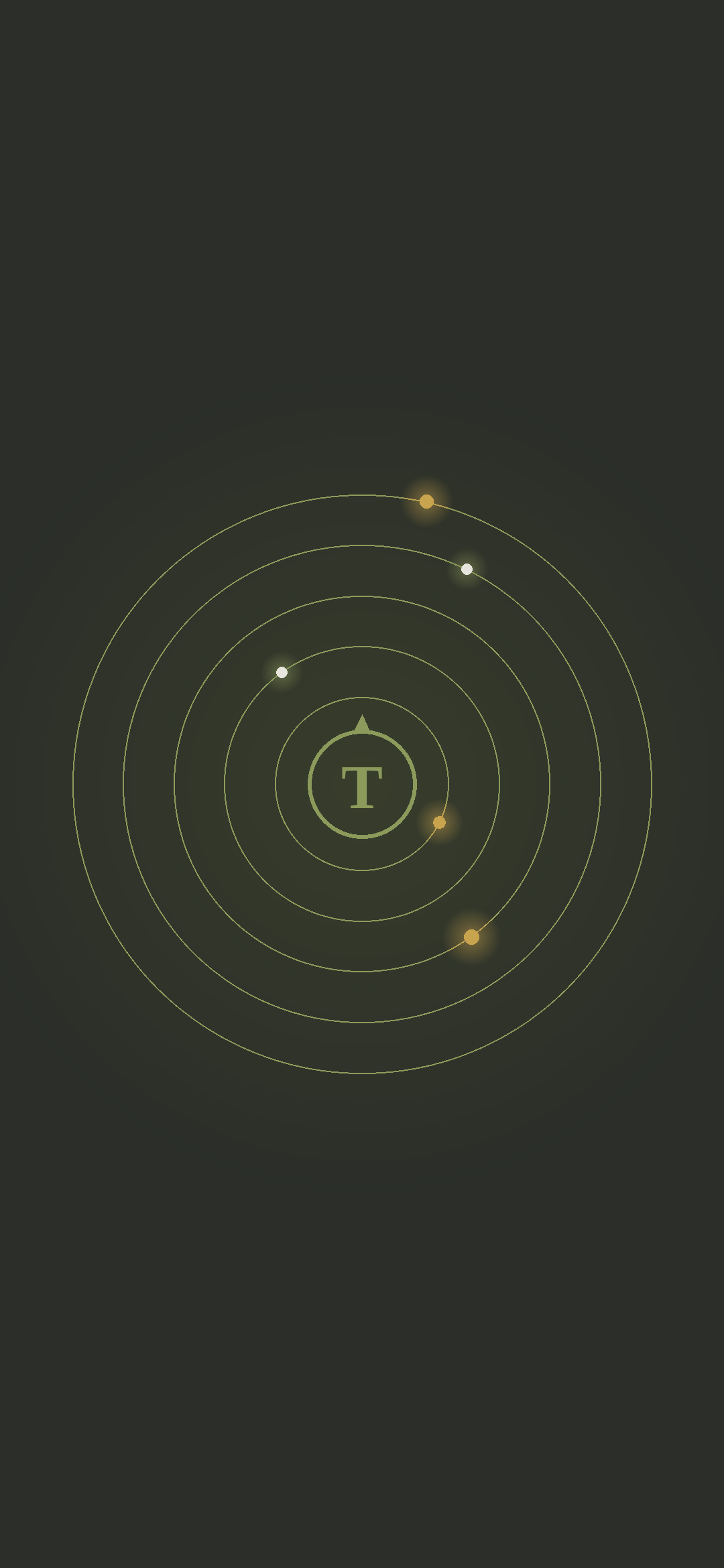 Orbit wallpaper preview: the compass mark with bodies orbiting on concentric rings
